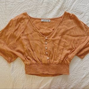 Burnt orange floral v-neck Arizona crop top